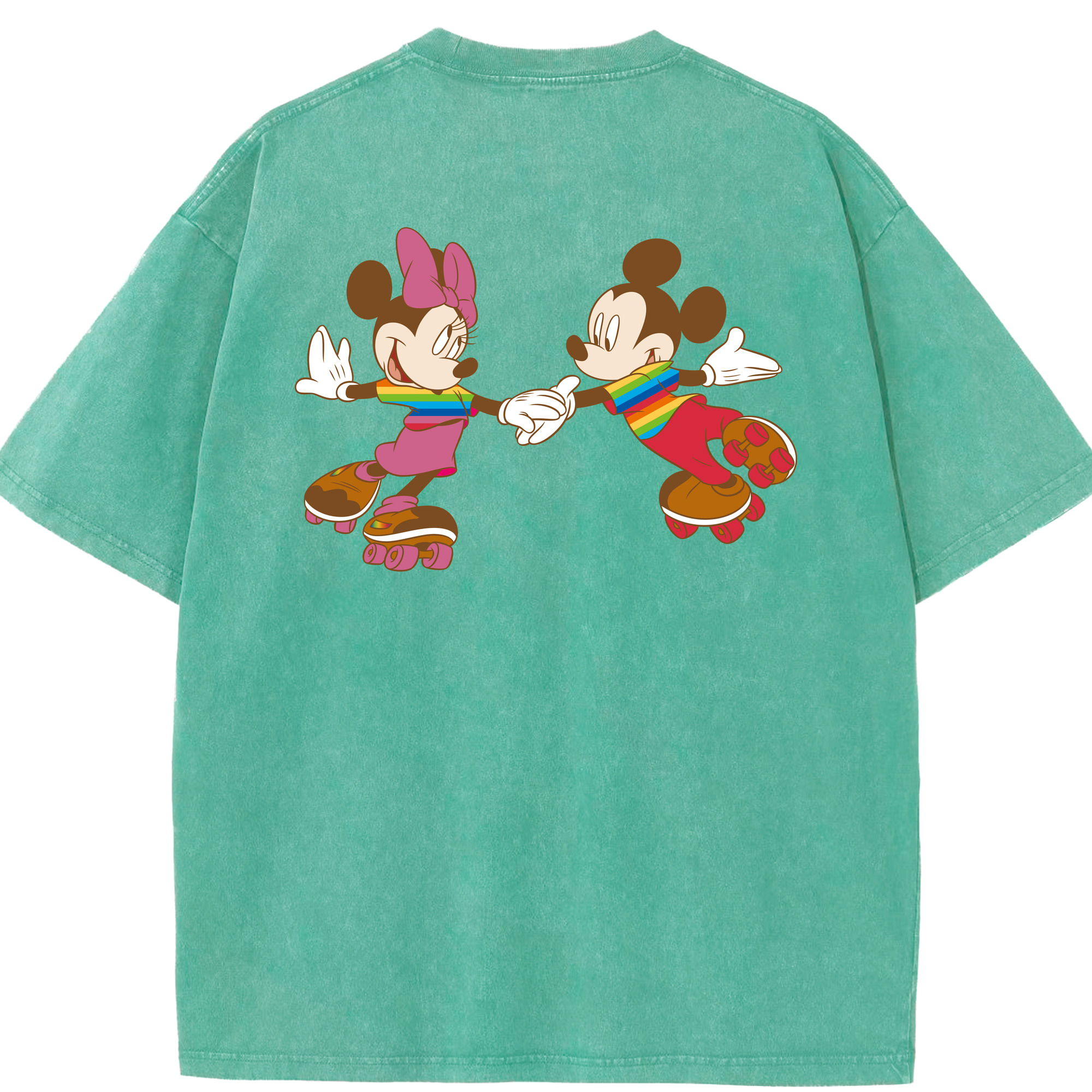 （画像用） ミッキーマウス Mickey Mouse 綿100% ヴィンテージ風 半袖Tシャツ（背面プリント）